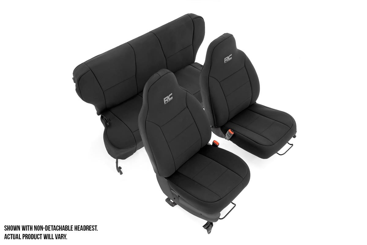 Jeep Cherokee Seat Covers - Front + Rear - Rough Country - Detachable Headrest - '97-'01